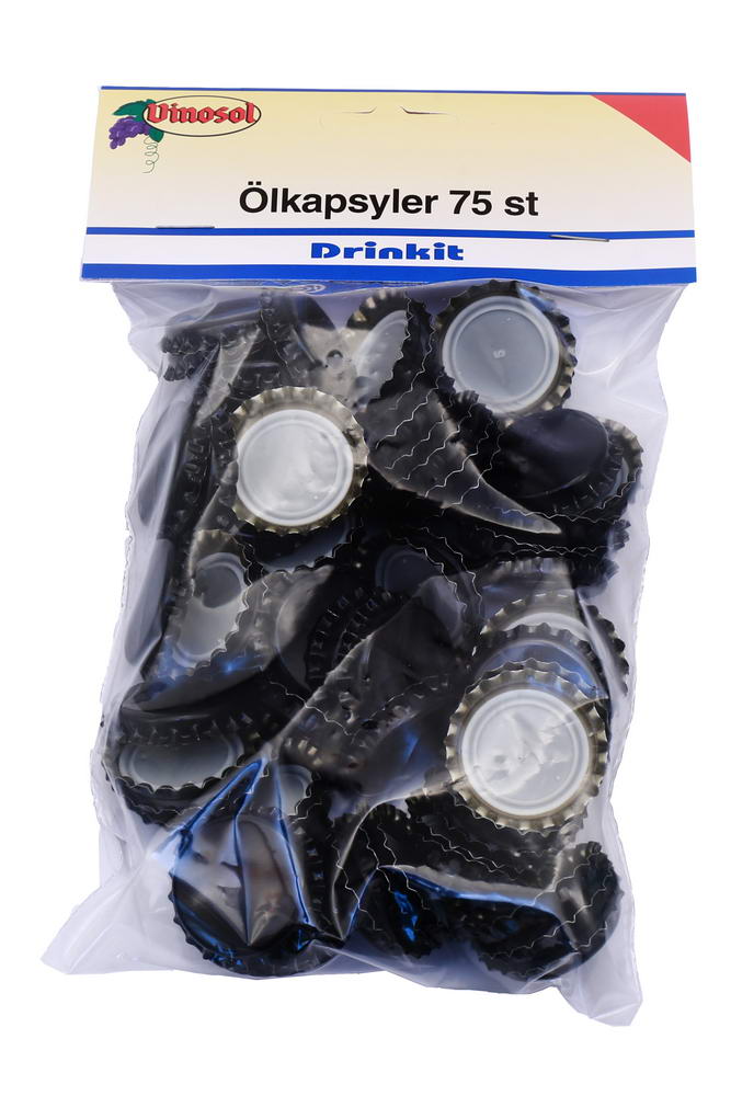 ØLKAPSLER SVART  75 PK.